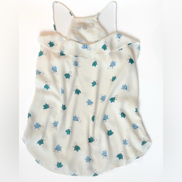 Ann Taylor Loft floral ruffle trim/ flounce top ❤️ - Picture 2 of 6